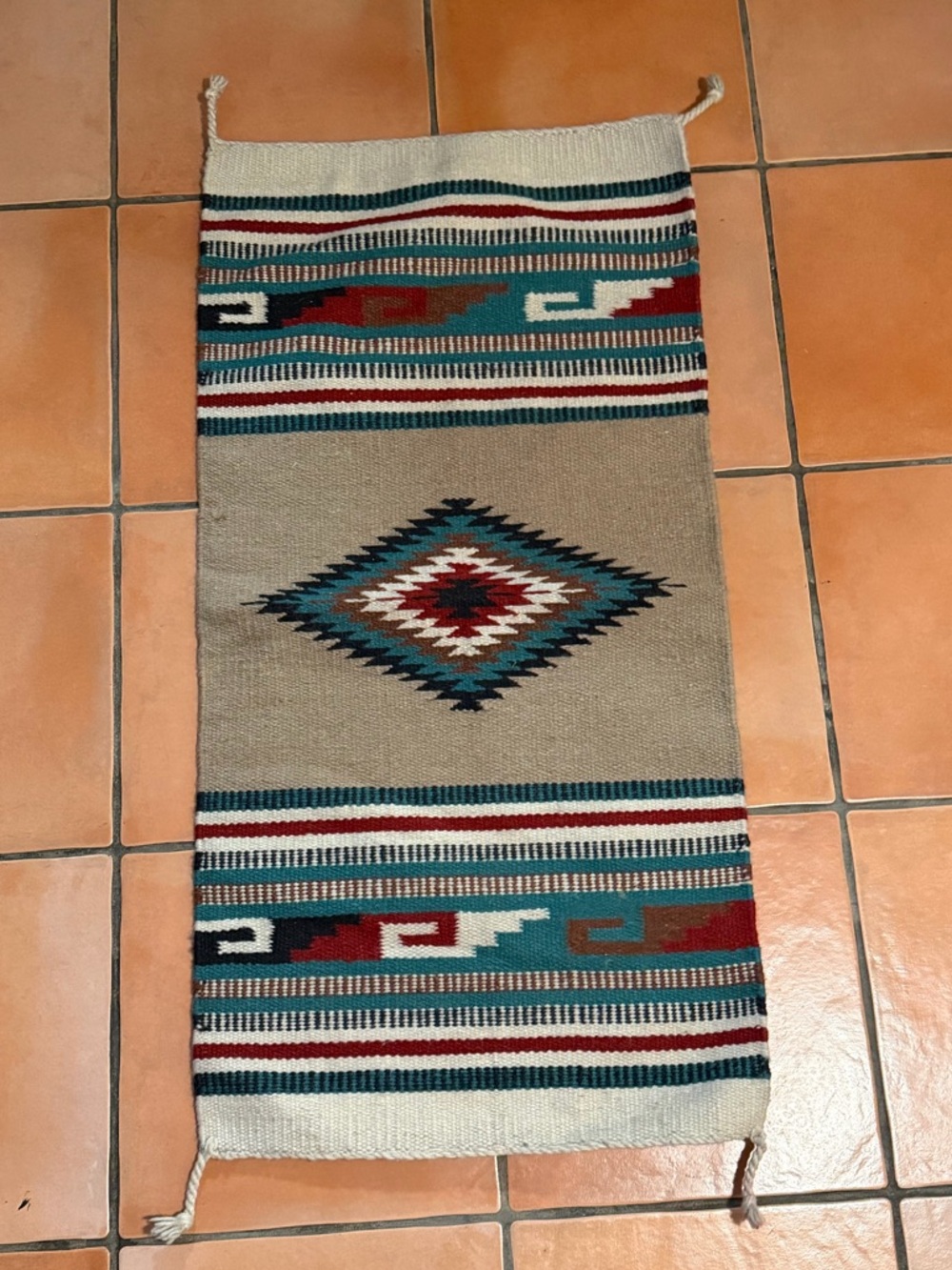 Vintage El Paso Wool Saddle Blanket Mexican Aztec Navajo Tapestry Rug